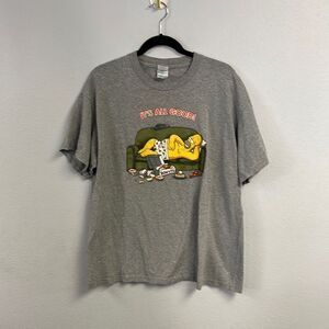 Men's Vintage 2000s Homer Simpson It's All Good Lazy Sunday Couch Gray Tee Large